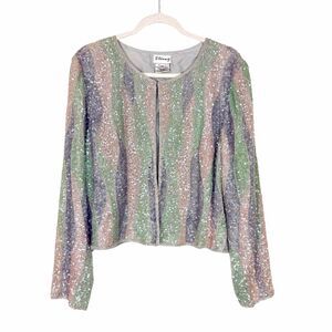 Vintage Stenay Jacket Womens XL Pastel Silk Beaded Sequin Evening Pink Lavender
